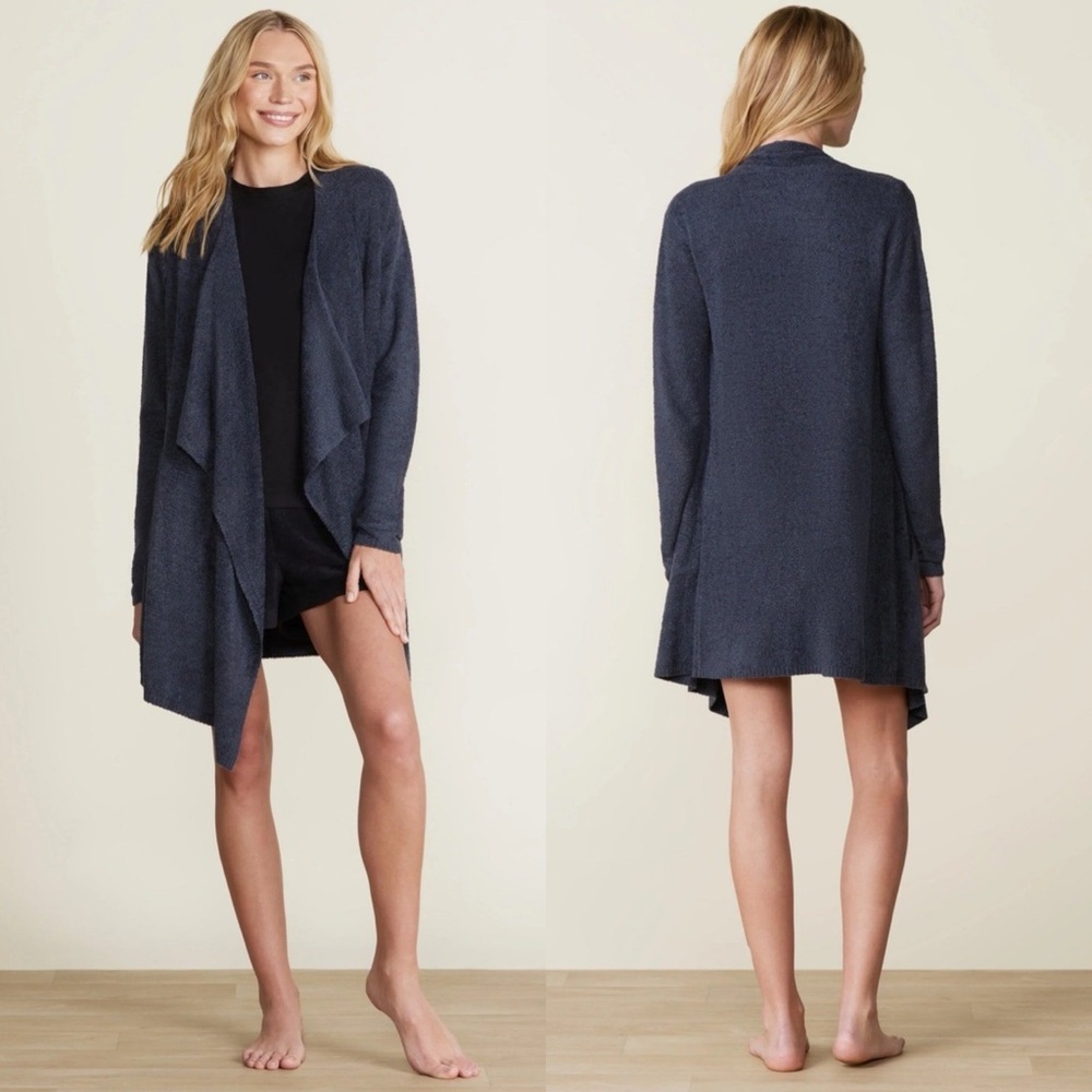 Barefoot Dreams Calypso Cozychic Lite Open Cardigan Wrap Bamboo 436 Navy -‎ S/M